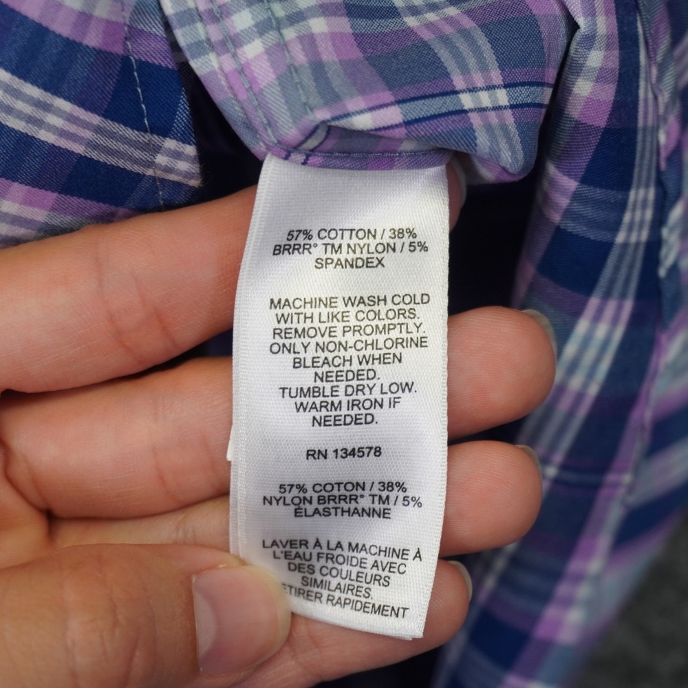 Vineyard Vines OTG Button Down Shirt Mens Large Purple Plaid Performance Brrr - Picture 9 of 11